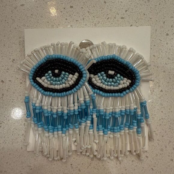 Hamsa Boho Beaded Evil Eye Earrings Summer Trend - Picture 1 of 1